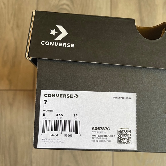 Converse White Hightops with Gold Studs - Picture 5 of 5